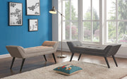 Porter Ottoman Bench in Taupe Fabric with Nailhead Trim and Espresso Wood Legs - Furniture City (CA)l