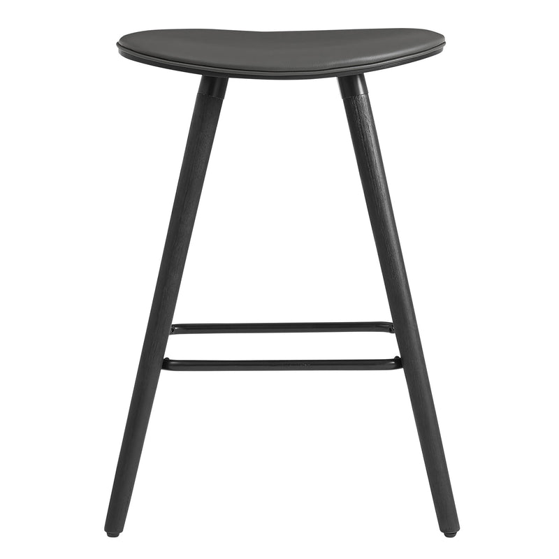 Piper 26" Counter Height Backless Bar Stool in Gray Faux Leather and Black Wood - Furniture City (CA)l