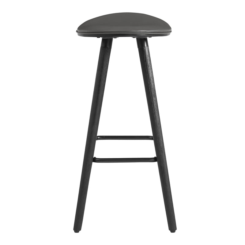 Piper 26" Counter Height Backless Bar Stool in Gray Faux Leather and Black Wood - Furniture City (CA)l
