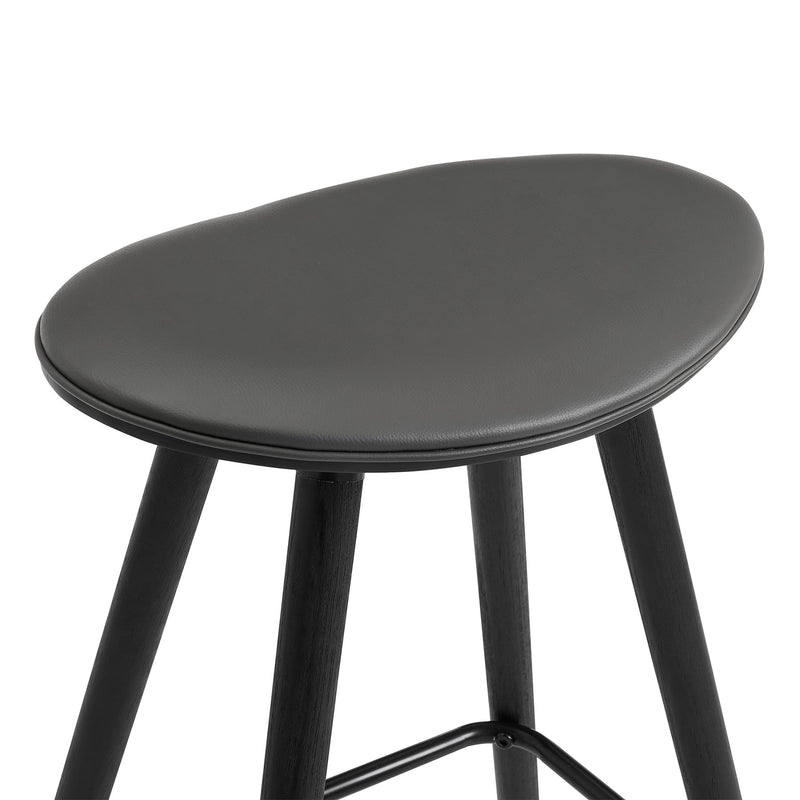 Piper 26" Counter Height Backless Bar Stool in Gray Faux Leather and Black Wood - Furniture City (CA)l