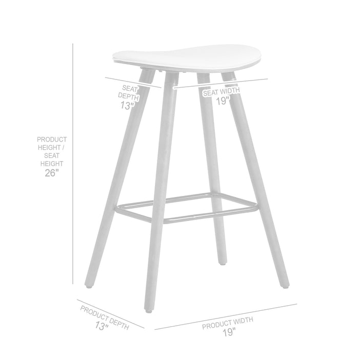 Piper 26" Counter Height Backless Bar Stool in Gray Faux Leather and Black Wood