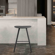 Piper 26" Counter Height Backless Bar Stool in Gray Faux Leather and Black Wood - Furniture City (CA)l