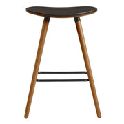 Piper 26" Counter Height Backless Bar Stool in Brown Faux Leather and Walnut Wood - Furniture City (CA)l