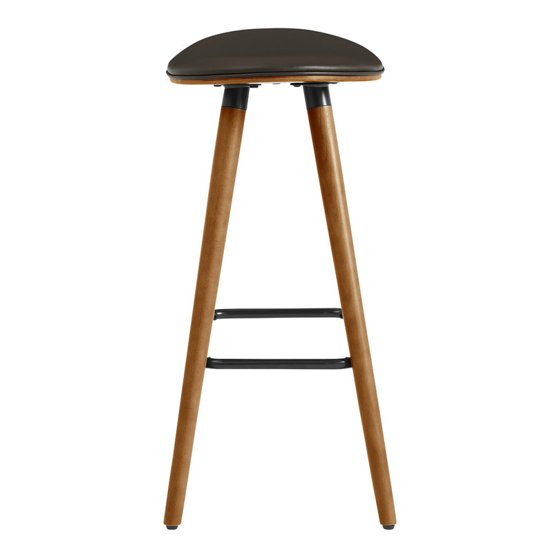 Piper 26" Counter Height Backless Bar Stool in Brown Faux Leather and Walnut Wood - Furniture City (CA)l