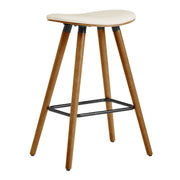 Piper 26" Counter Height Backless Bar Stool in Cream Faux Leather and Walnut Wood - Furniture City (CA)l