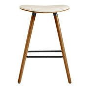 Piper 26" Counter Height Backless Bar Stool in Cream Faux Leather and Walnut Wood - Furniture City (CA)l