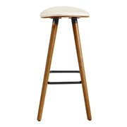Piper 26" Counter Height Backless Bar Stool in Cream Faux Leather and Walnut Wood - Furniture City (CA)l