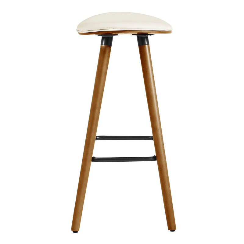 Piper 26" Counter Height Backless Bar Stool in Cream Faux Leather and Walnut Wood - Furniture City (CA)l
