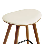 Piper 26" Counter Height Backless Bar Stool in Cream Faux Leather and Walnut Wood - Furniture City (CA)l