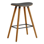 Piper 26" Counter Height Backless Bar Stool in Gray Faux Leather and Walnut Wood - Furniture City (CA)l