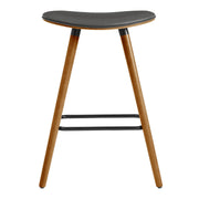 Piper 26" Counter Height Backless Bar Stool in Gray Faux Leather and Walnut Wood - Furniture City (CA)l