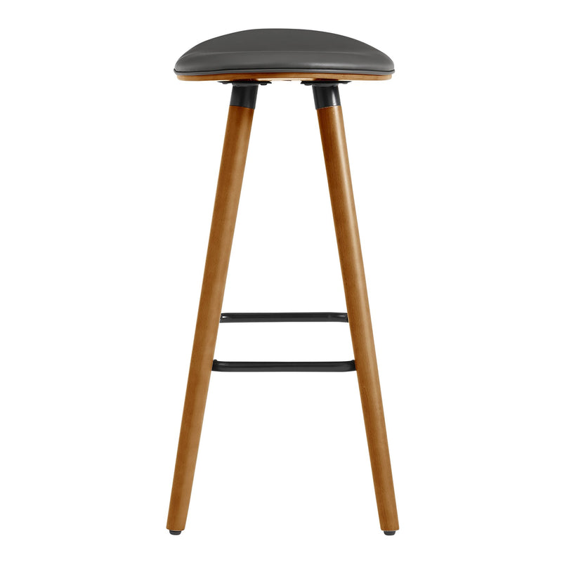 Piper 26" Counter Height Backless Bar Stool in Gray Faux Leather and Walnut Wood - Furniture City (CA)l