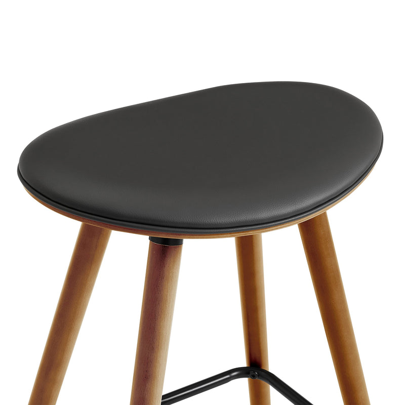 Piper 26" Counter Height Backless Bar Stool in Gray Faux Leather and Walnut Wood - Furniture City (CA)l