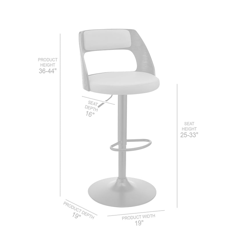 Paulo Adjustable Swivel Gray Faux Leather and Black Wood Bar Stool with Black Base - Furniture City (CA)l