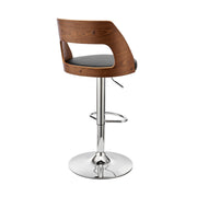 Paulo Adjustable Swivel Black Faux Leather and Walnut Wood Bar Stool with Chrome Base - Furniture City (CA)l