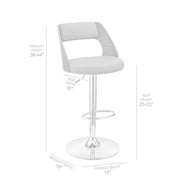 Paulo Adjustable Swivel Black Faux Leather and Walnut Wood Bar Stool with Chrome Base - Furniture City (CA)l