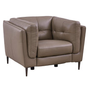 Primrose Contemporary Chair in Dark Metal Finish and Greige Genuine Leather - Furniture City (CA)l