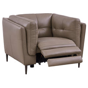 Primrose Contemporary Chair in Dark Metal Finish and Greige Genuine Leather - Furniture City (CA)l