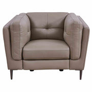 Primrose Contemporary Chair in Dark Metal Finish and Greige Genuine Leather - Furniture City (CA)l