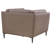 Primrose Contemporary Chair in Dark Metal Finish and Greige Genuine Leather - Furniture City (CA)l