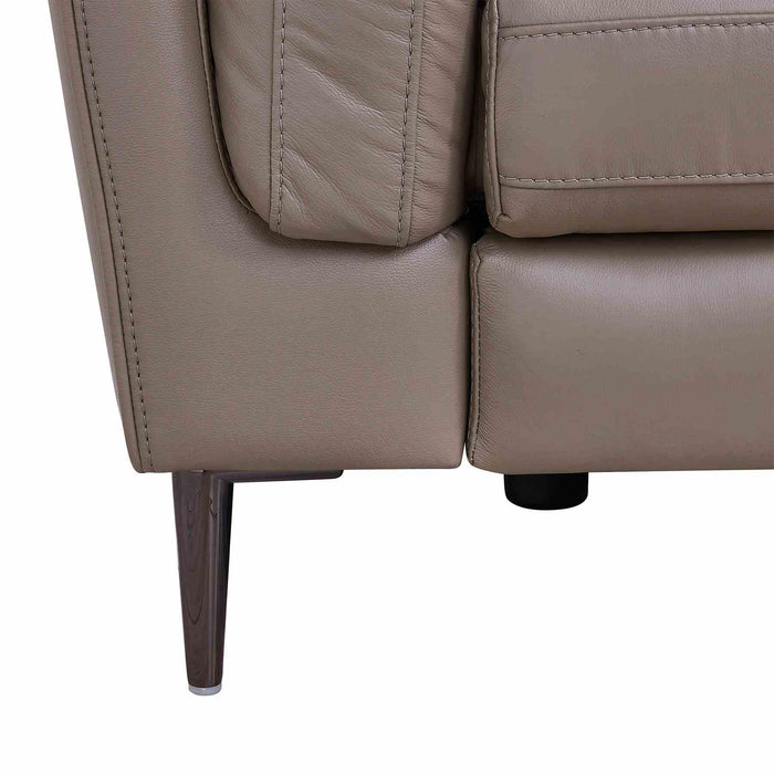 Primrose Contemporary Chair in Dark Metal Finish and Greige Genuine Leather