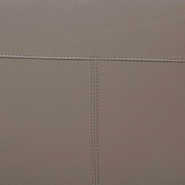 Primrose Contemporary Chair in Dark Metal Finish and Greige Genuine Leather