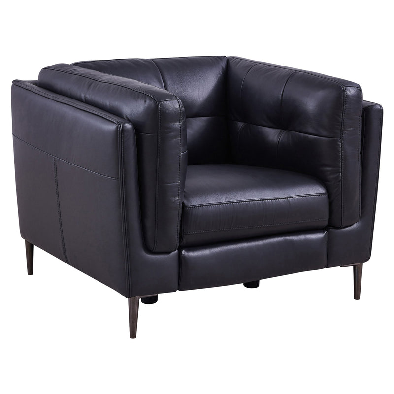 Primrose Contemporary Chair in Dark Metal Finish and Navy Genuine Leather - Furniture City (CA)l
