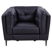Primrose Contemporary Chair in Dark Metal Finish and Navy Genuine Leather - Furniture City (CA)l