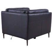 Primrose Contemporary Chair in Dark Metal Finish and Navy Genuine Leather - Furniture City (CA)l