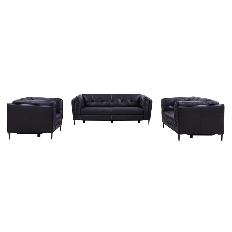 Primrose Contemporary Chair in Dark Metal Finish and Navy Genuine Leather - Furniture City (CA)l