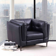 Primrose Contemporary Chair in Dark Metal Finish and Navy Genuine Leather - Furniture City (CA)l