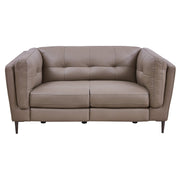 Primrose Contemporary Loveseat in Dark Metal Finish and Greige Genuine Leather - Furniture City (CA)l