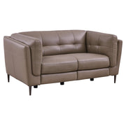 Primrose Contemporary Loveseat in Dark Metal Finish and Greige Genuine Leather - Furniture City (CA)l