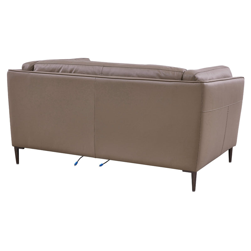 Primrose Contemporary Loveseat in Dark Metal Finish and Greige Genuine Leather - Furniture City (CA)l