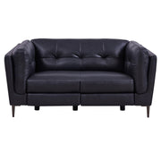 Primrose Contemporary Loveseat in Dark Metal Finish and Navy Genuine Leather - Furniture City (CA)l