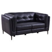 Primrose Contemporary Loveseat in Dark Metal Finish and Navy Genuine Leather - Furniture City (CA)l
