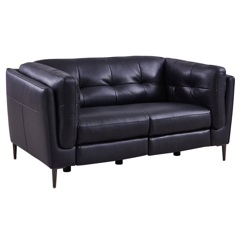 Primrose Contemporary Loveseat in Dark Metal Finish and Navy Genuine Leather - Furniture City (CA)l