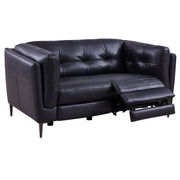 Primrose Contemporary Loveseat in Dark Metal Finish and Navy Genuine Leather - Furniture City (CA)l