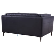 Primrose Contemporary Loveseat in Dark Metal Finish and Navy Genuine Leather - Furniture City (CA)l