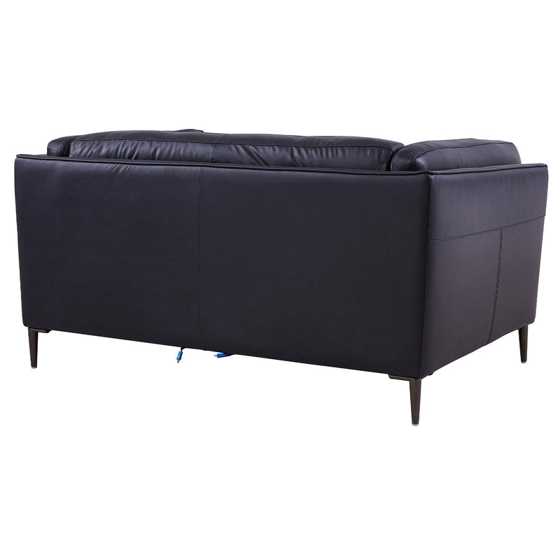Primrose Contemporary Loveseat in Dark Metal Finish and Navy Genuine Leather - Furniture City (CA)l