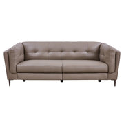 Primrose Contemporary Sofa in Dark Metal Finish and Greige Genuine Leather - Furniture City (CA)l