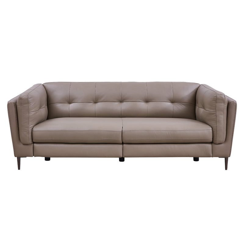 Primrose Contemporary Sofa in Dark Metal Finish and Greige Genuine Leather - Furniture City (CA)l