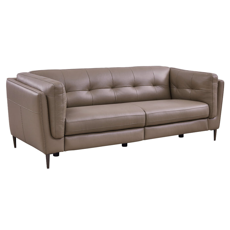 Primrose Contemporary Sofa in Dark Metal Finish and Greige Genuine Leather - Furniture City (CA)l