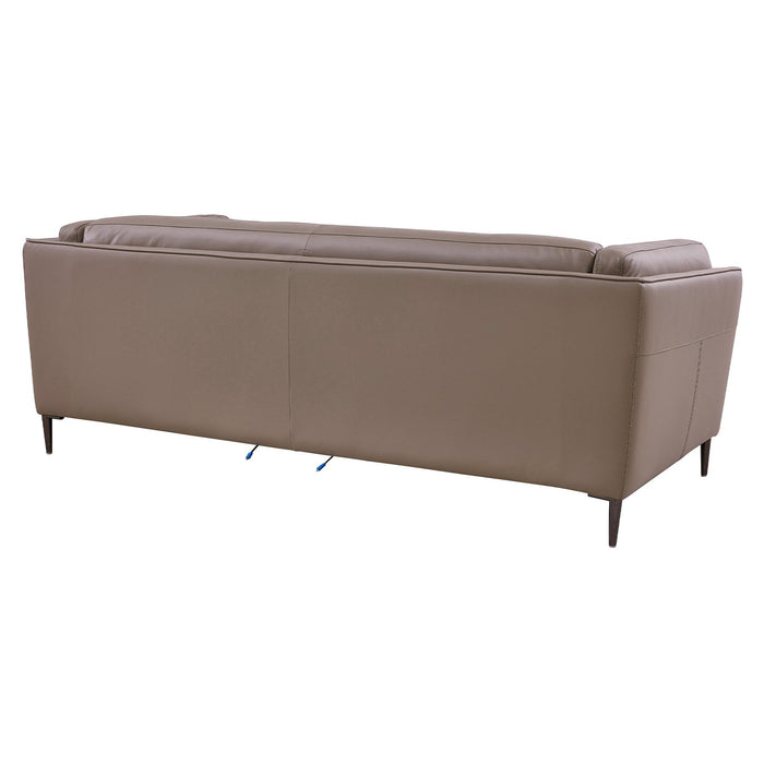 Primrose Contemporary Sofa in Dark Metal Finish and Greige Genuine Leather