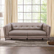 Primrose Contemporary Sofa in Dark Metal Finish and Greige Genuine Leather - Furniture City (CA)l