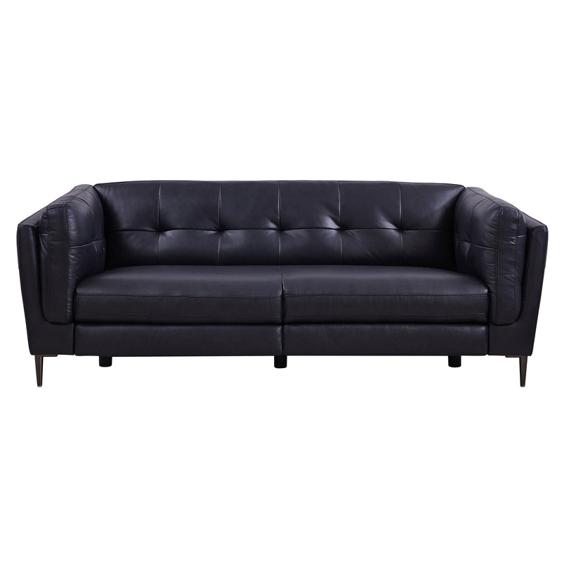 Primrose Contemporary Sofa in Dark Metal Finish and Navy Genuine Leather - Furniture City (CA)l