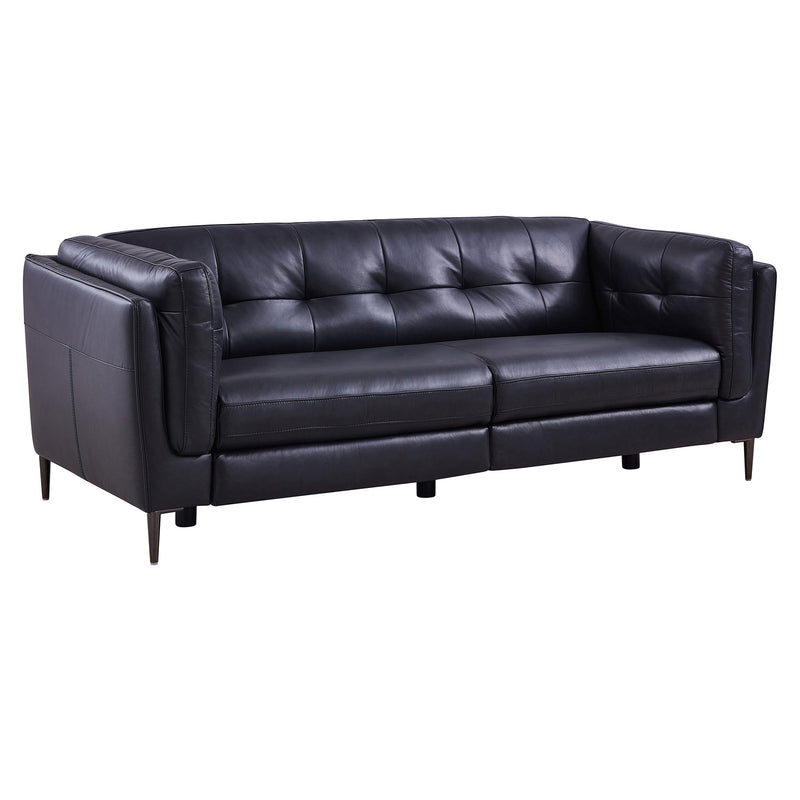 Primrose Contemporary Sofa in Dark Metal Finish and Navy Genuine Leather - Furniture City (CA)l