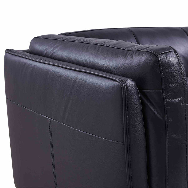 Primrose Contemporary Sofa in Dark Metal Finish and Navy Genuine Leather - Furniture City (CA)l