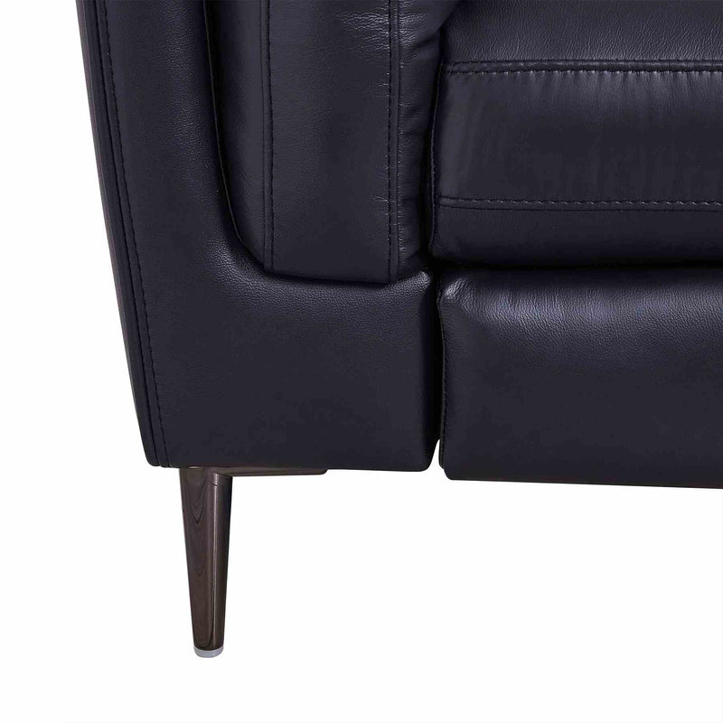 Primrose Contemporary Sofa in Dark Metal Finish and Navy Genuine Leather - Furniture City (CA)l
