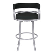Prinz 26" Counter Height Swivel Black Faux Leather and Brushed Stainless Steel Bar Stool - Furniture City (CA)l